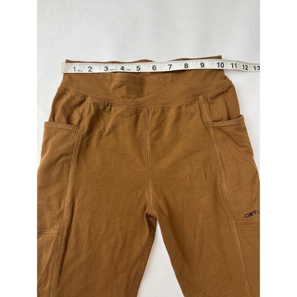 Carhartt Fitted Utility Leggings Brown Pockets Logo Boho Outdoor Girls Size 10 - Picture 3 of 8